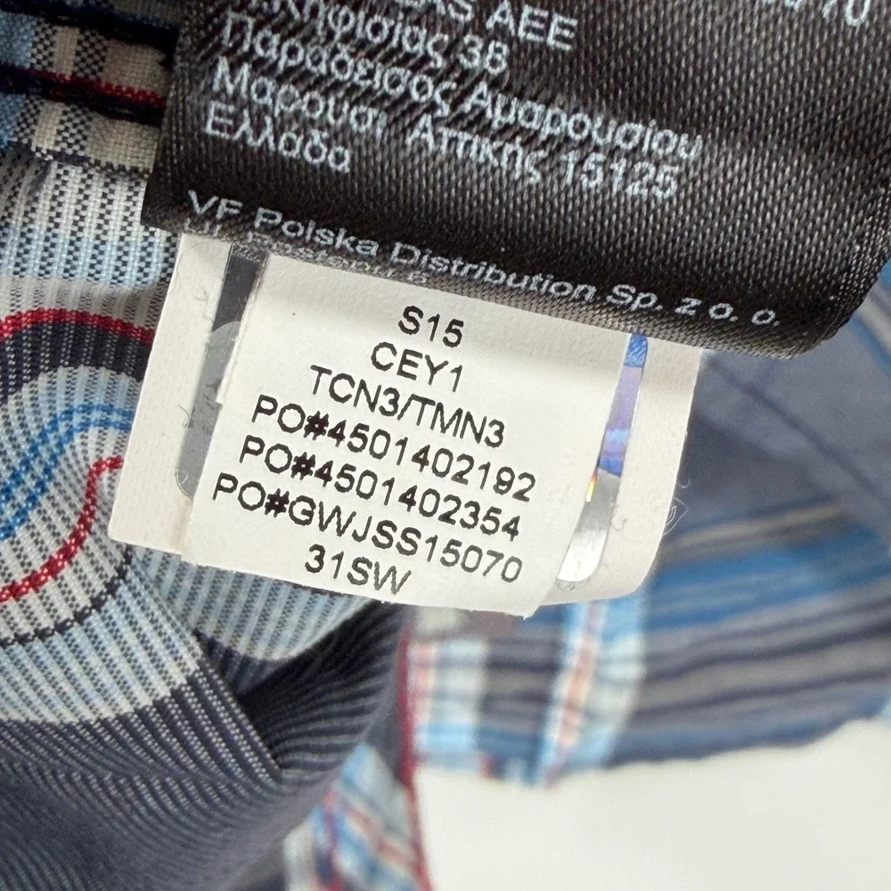 The North Face Short Sleeve Button Men Small Blue Gray Red Plaid Performance